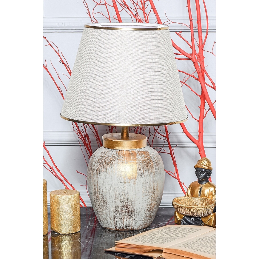 Candeeiro de mesa 1xE27/40W/230V dourado/bege
