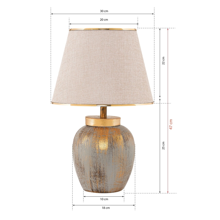 Candeeiro de mesa 1xE27/40W/230V dourado/bege