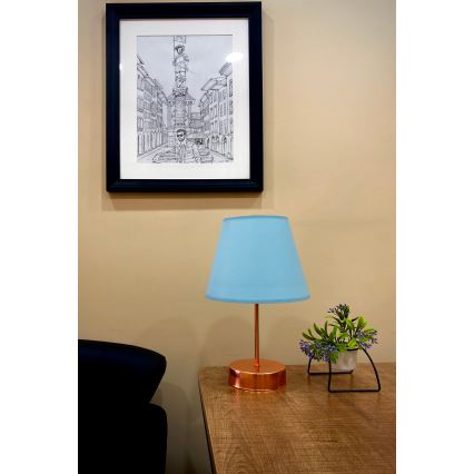 Candeeiro de mesa 1xE27/60W/230V azul/cobre