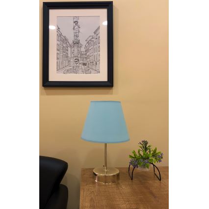 Candeeiro de mesa 1xE27/60W/230V azul/cromado brilhante
