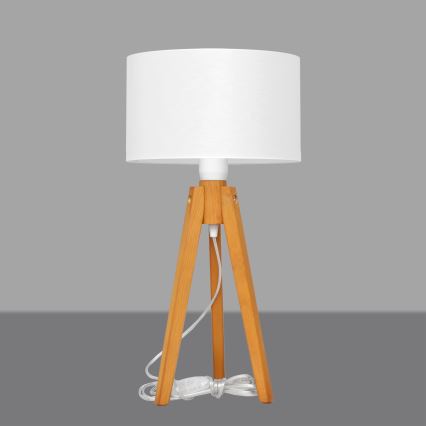 Candeeiro de mesa ALBA 1xE27/15W/230V branco/carvalho
