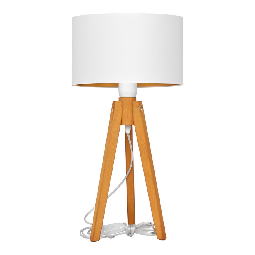 Candeeiro de mesa ALBA 1xE27/15W/230V branco/dourado/carvalho