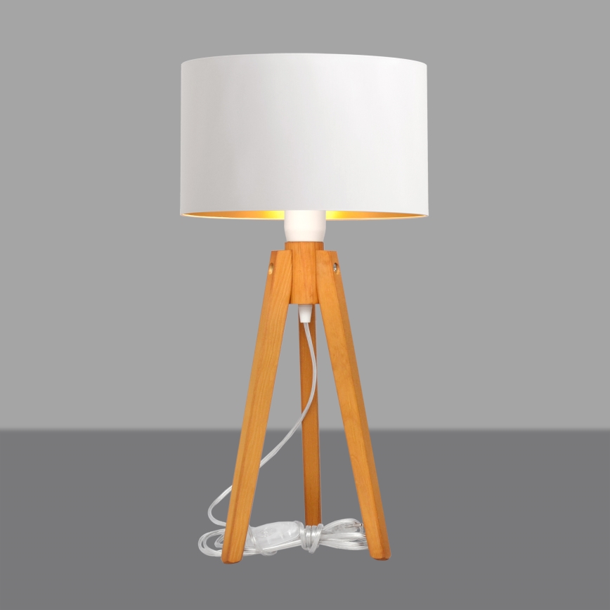 Candeeiro de mesa ALBA 1xE27/15W/230V branco/dourado/carvalho