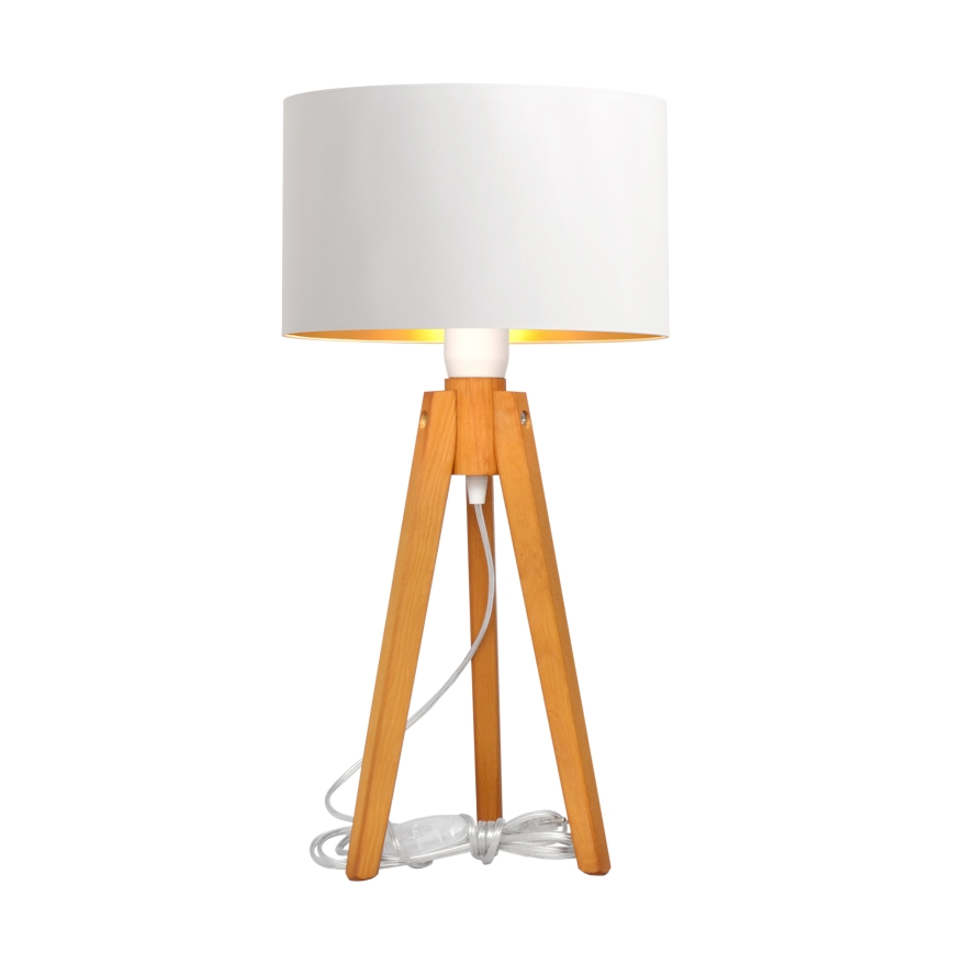Candeeiro de mesa ALBA 1xE27/15W/230V branco/dourado/carvalho