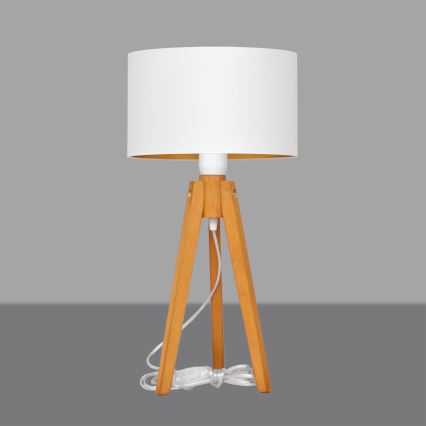 Candeeiro de mesa ALBA 1xE27/15W/230V branco/dourado/carvalho