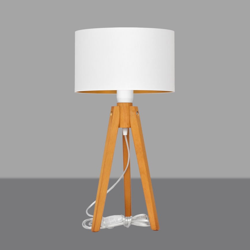 Candeeiro de mesa ALBA 1xE27/15W/230V branco/dourado/carvalho