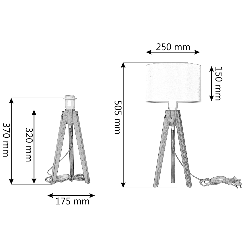 Candeeiro de mesa ALBA 1xE27/15W/230V creme/pinho