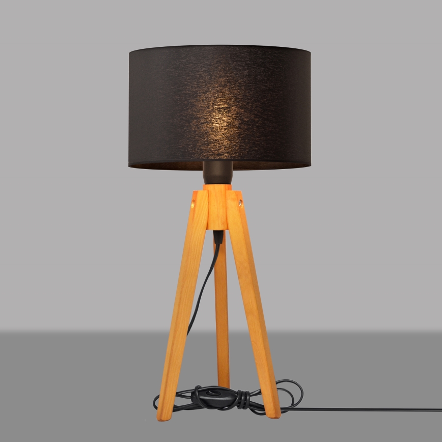Candeeiro de mesa ALBA 1xE27/15W/230V preto/carvalho