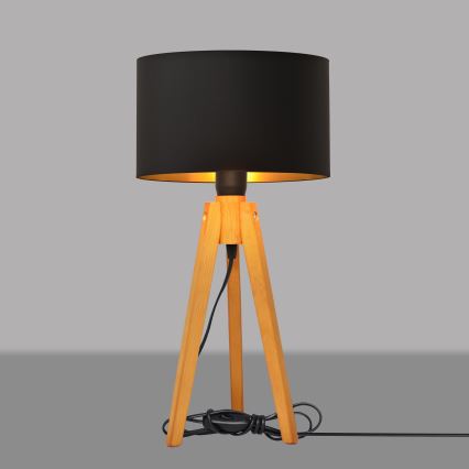 Candeeiro de mesa ALBA 1xE27/15W/230V preto/dourado/carvalho