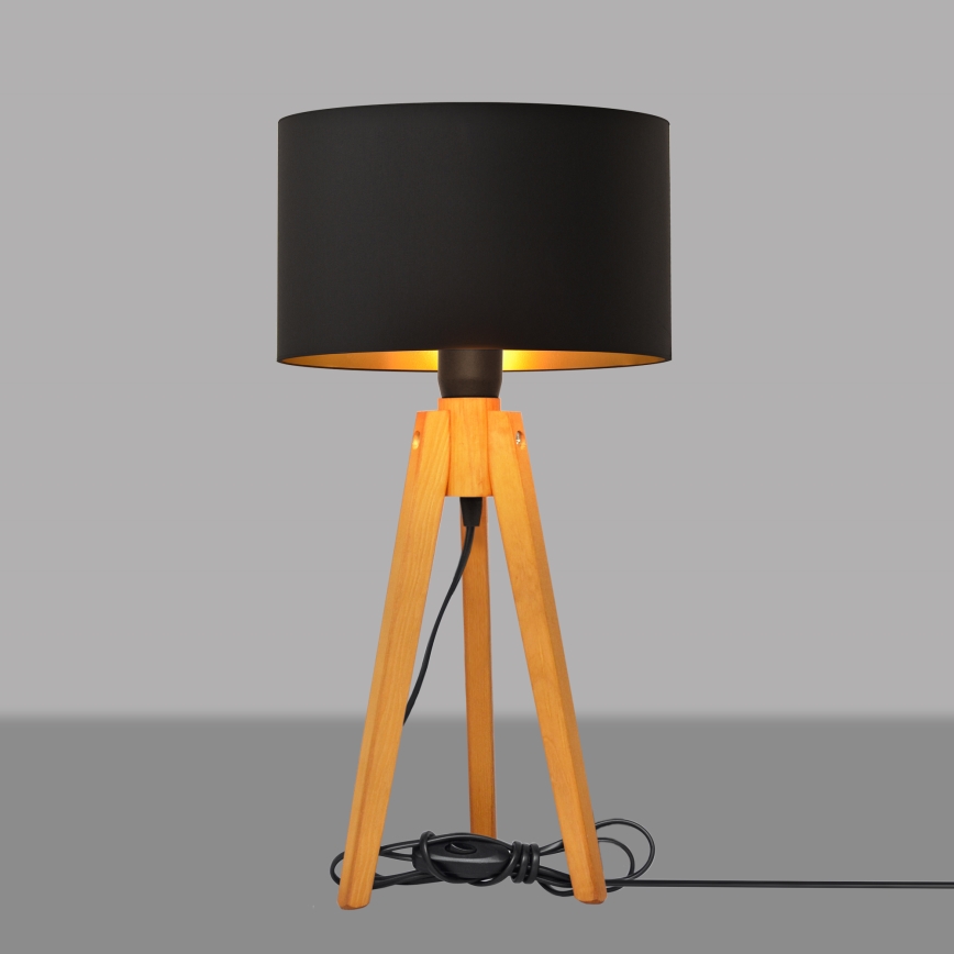 Candeeiro de mesa ALBA 1xE27/15W/230V preto/dourado/carvalho