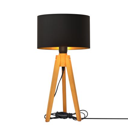 Candeeiro de mesa ALBA 1xE27/15W/230V preto/dourado/carvalho