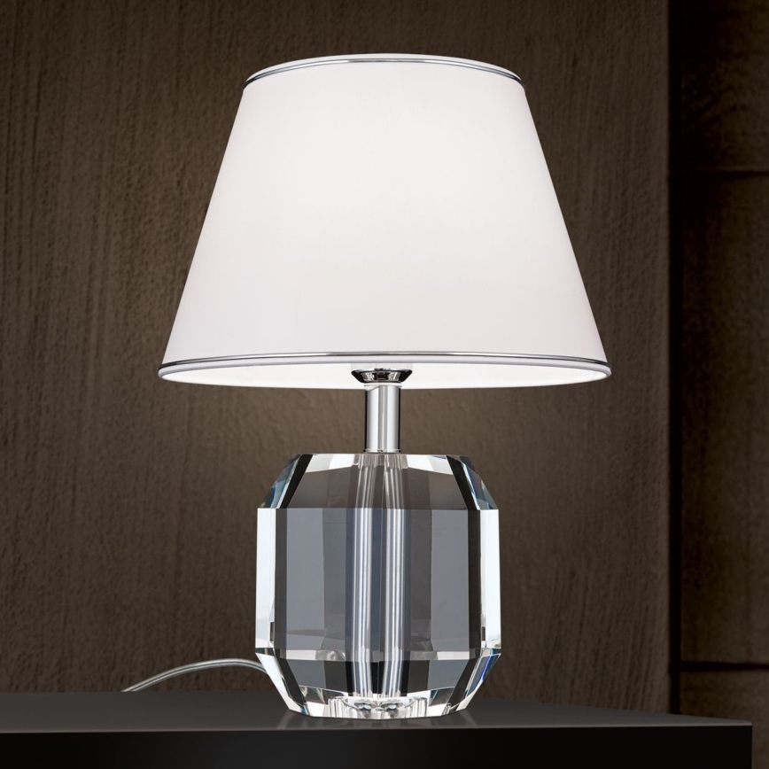 Candeeiro de mesa ALEXIS 1xE27/60W/230V branco/cromado brilhante/transparente