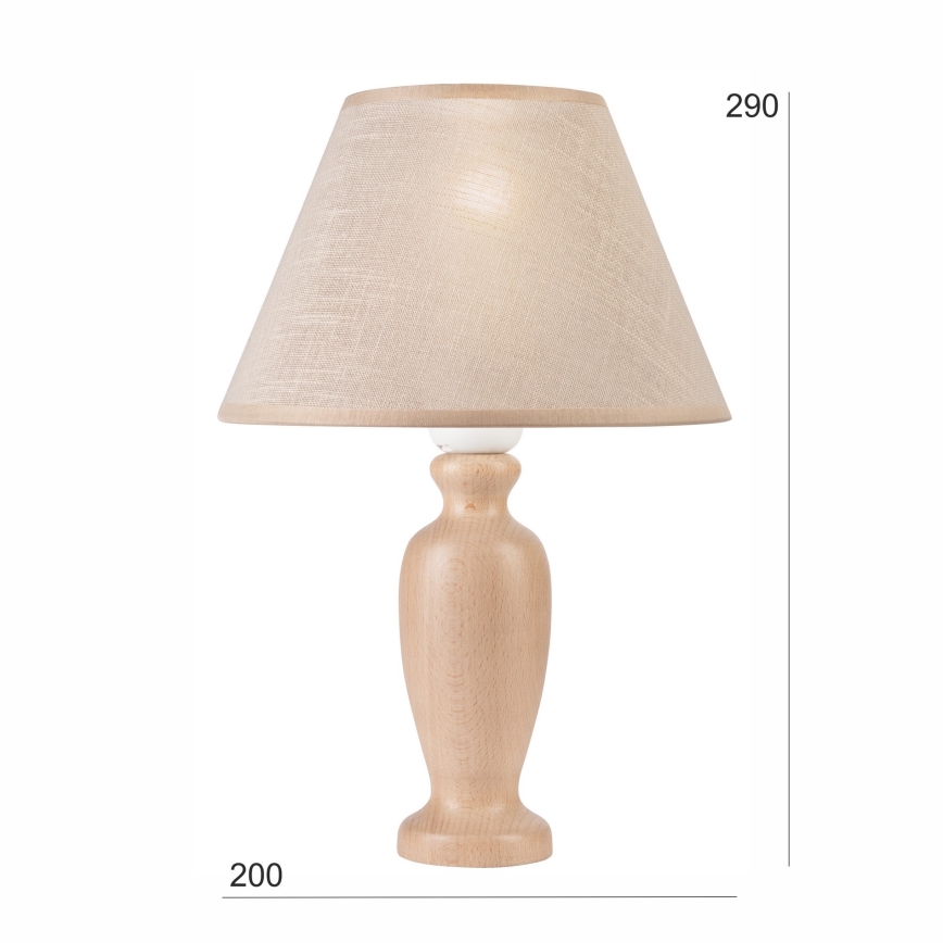 Candeeiro de mesa AMFORA 1xE27/60W/230V bege/faia