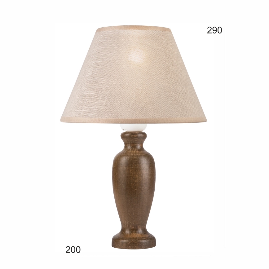 Candeeiro de mesa AMFORA 1xE27/60W/230V castanho escuro/faia