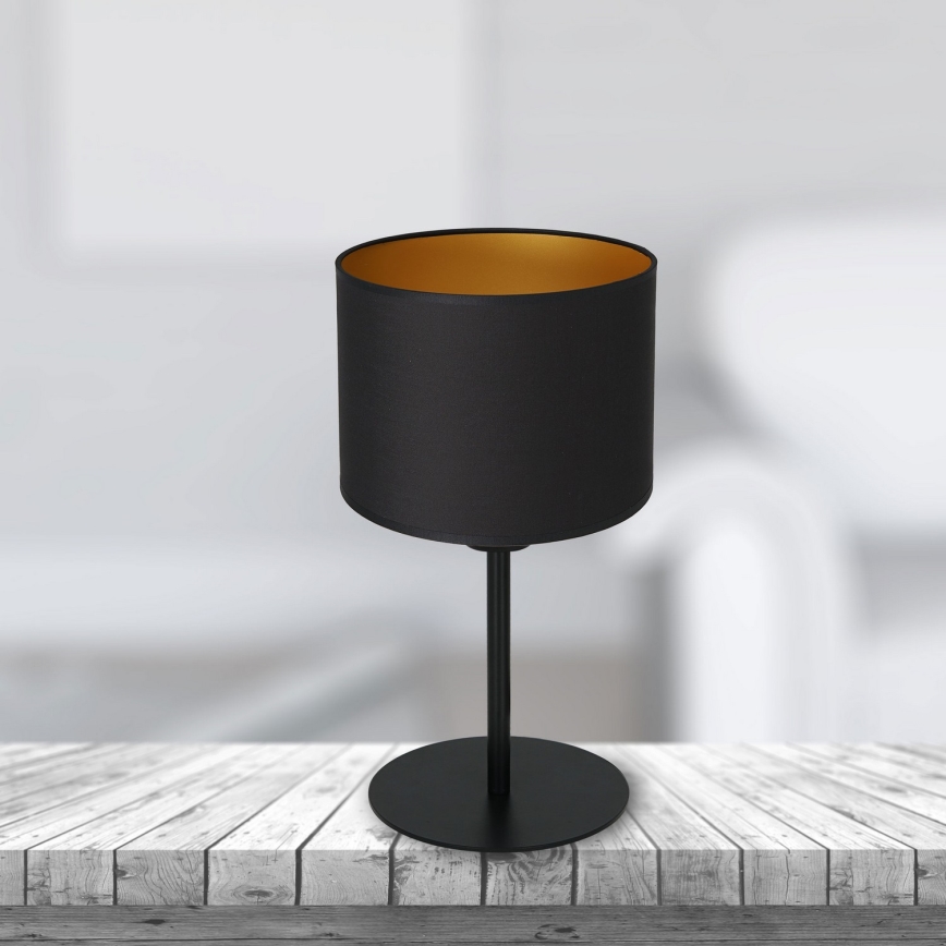 Candeeiro de mesa ARDEN 1xE27/60W/230V d. 18 cm preto/dourada