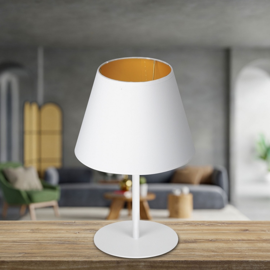 Candeeiro de mesa ARDEN 1xE27/60W/230V diâmetro 20 cm branco/dourado
