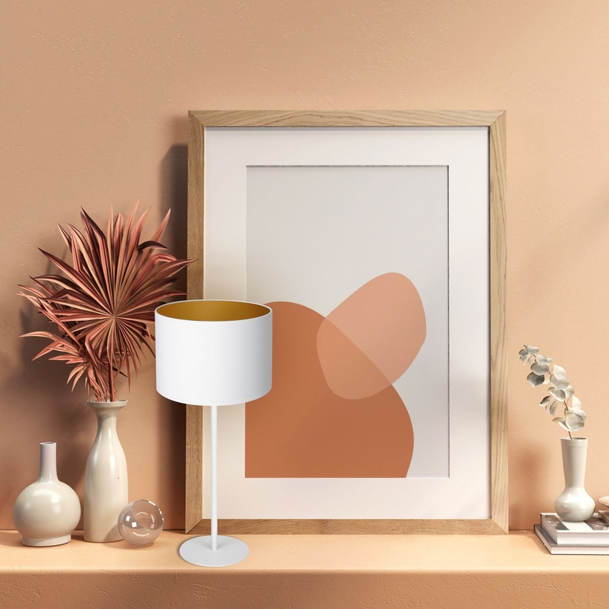 Candeeiro de mesa ARDEN 1xE27/60W/230V diâmetro 25 cm branco/dourado