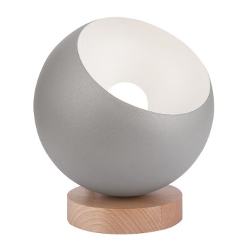 Candeeiro de mesa AVA BALL 1xE27/60W/230V prateado/faia