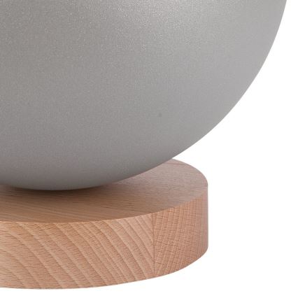 Candeeiro de mesa AVA BALL 1xE27/60W/230V prateado/faia