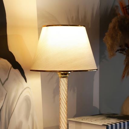 Candeeiro de mesa AYD 1xE27/40W/230V bege/dourado