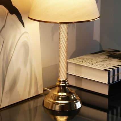 Candeeiro de mesa AYD 1xE27/40W/230V bege/dourado