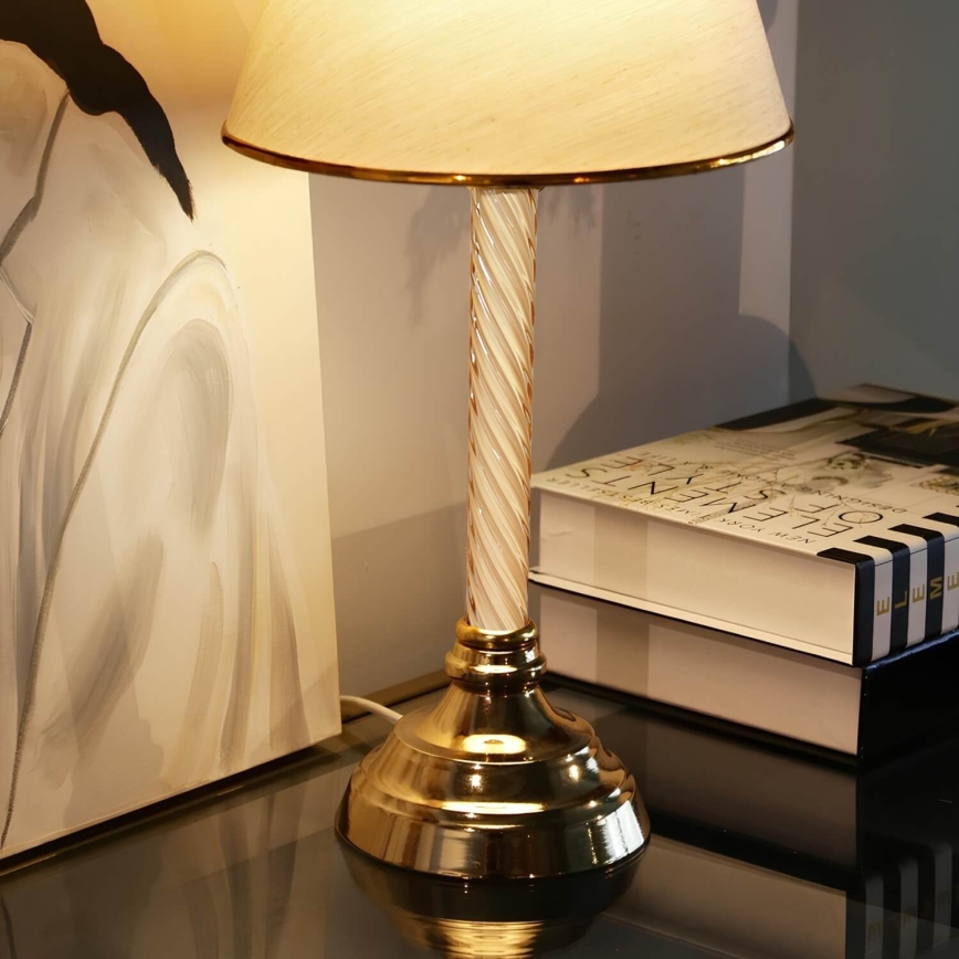 Candeeiro de mesa AYD 1xE27/40W/230V bege/dourado