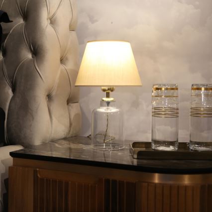 Candeeiro de mesa AYD 1xE27/40W/230V bege/transparente