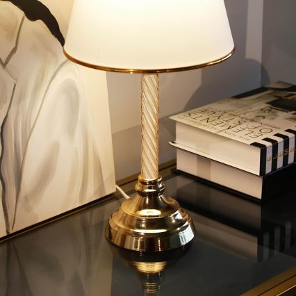Candeeiro de mesa AYD 1xE27/40W/230V branco/dourado