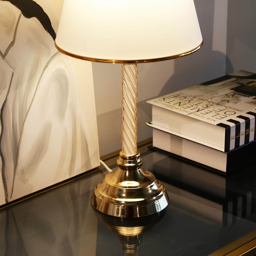 Candeeiro de mesa AYD 1xE27/40W/230V branco/dourado
