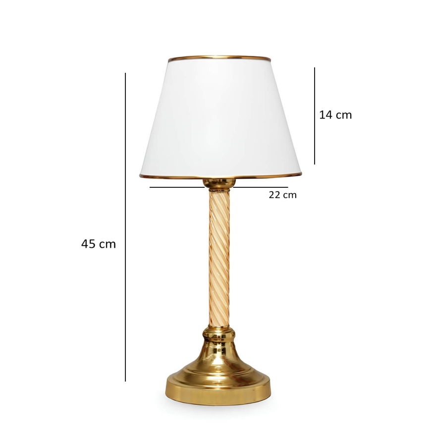 Candeeiro de mesa AYD 1xE27/40W/230V branco/dourado