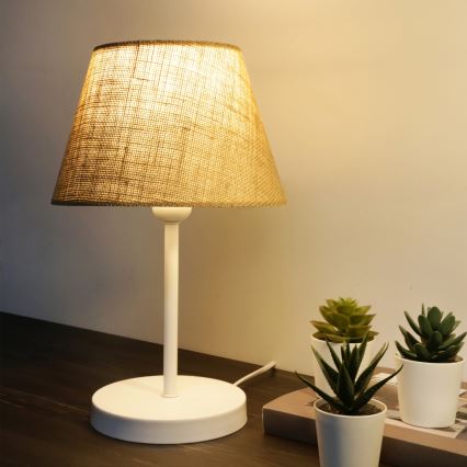 Candeeiro de mesa AYD 1xE27/40W/230V castanho/branco