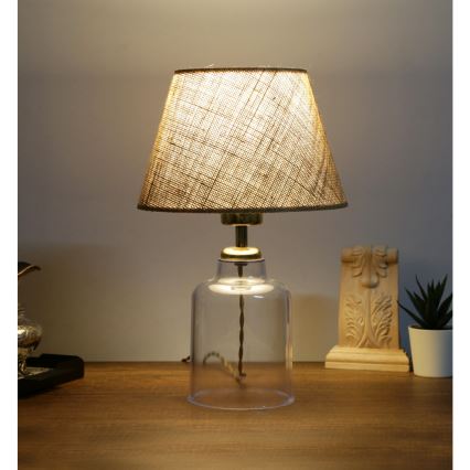 Candeeiro de mesa AYD 1xE27/40W/230V castanho/transparente