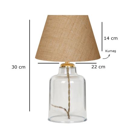 Candeeiro de mesa AYD 1xE27/40W/230V castanho/transparente