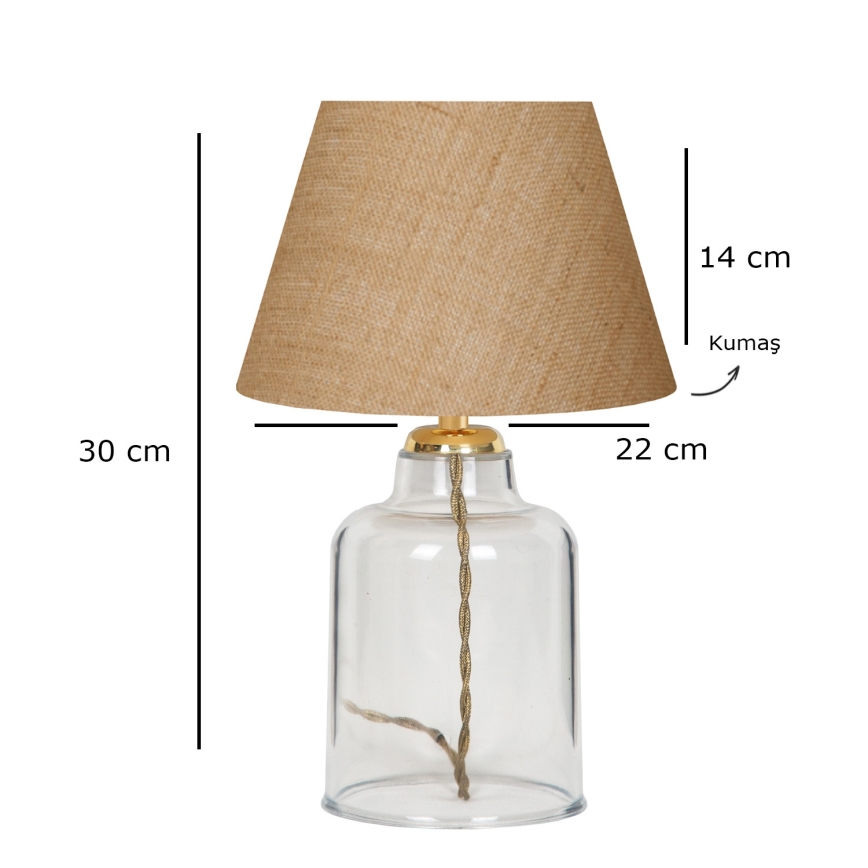Candeeiro de mesa AYD 1xE27/40W/230V castanho/transparente
