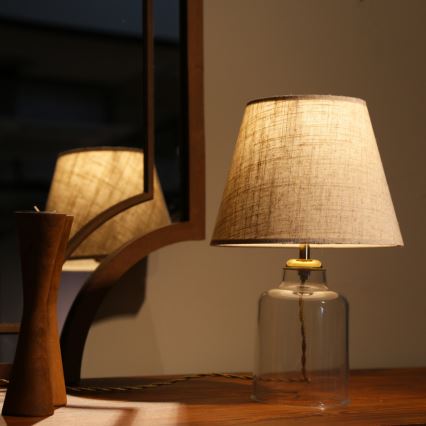 Candeeiro de mesa AYD 1xE27/40W/230V creme/transparente
