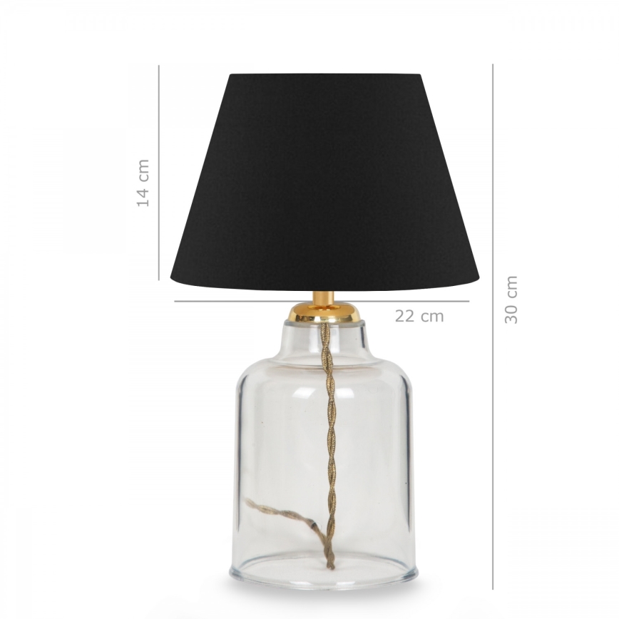 Candeeiro de mesa AYD 1xE27/40W/230V preto/transparente