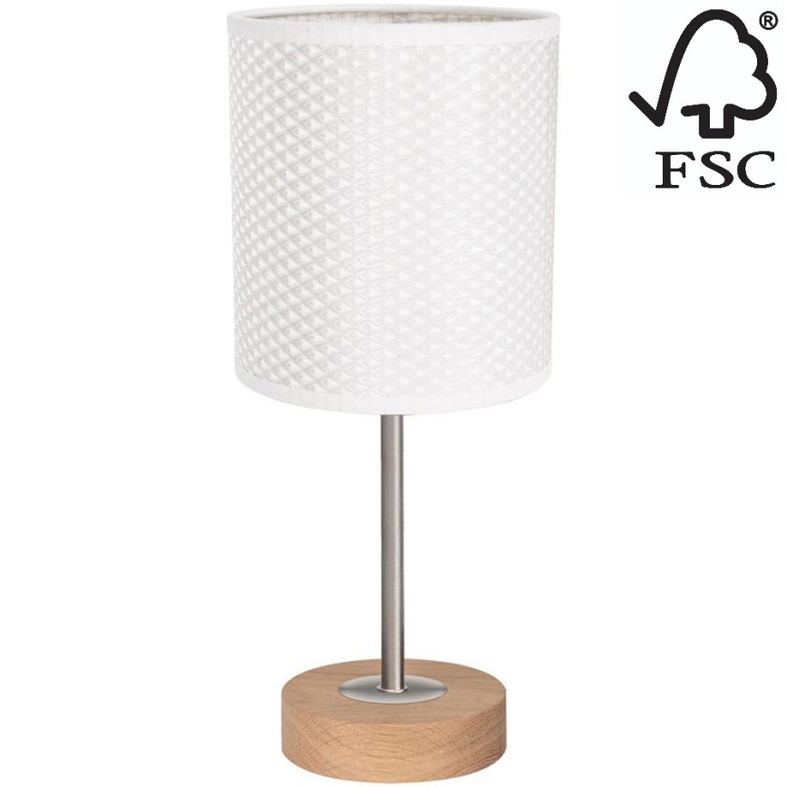 Candeeiro de mesa BENITA 1xE27/60W/230V 30 cm branco/carvalho – FSC certificado
