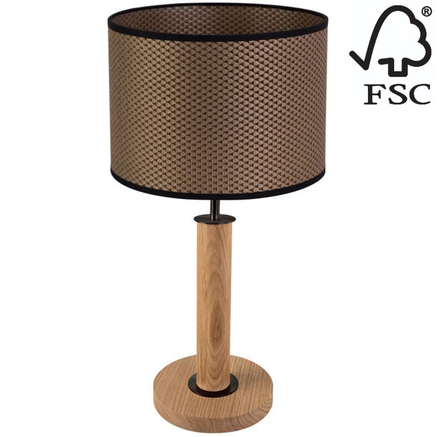 Candeeiro de mesa BENITA 1xE27/60W/230V 48 cm castanho/carvalho – FSC certificado
