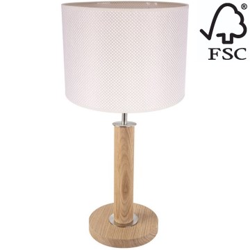 Candeeiro de mesa BENITA 1xE27/60W/230V 48 cm creme/carvalho – FSC certificado
