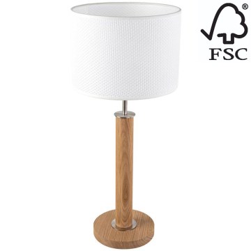 Candeeiro de mesa BENITA 1xE27/60W/230V 61 cm branco/carvalho – FSC certificado