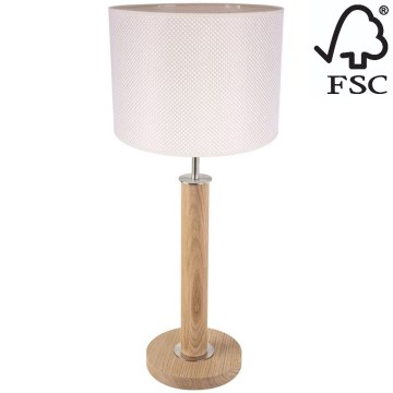 Candeeiro de mesa BENITA 1xE27/60W/230V 61 cm creme/carvalho – FSC certificado