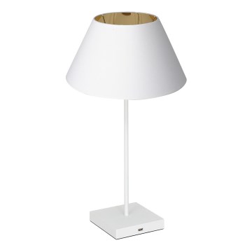 Candeeiro de mesa com conector USB 1xE27/60W/230V branco