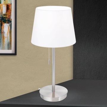 Candeeiro de mesa com porta USB LUDWIG 1xE27/40W/230V 50 cm branco/cromado mate