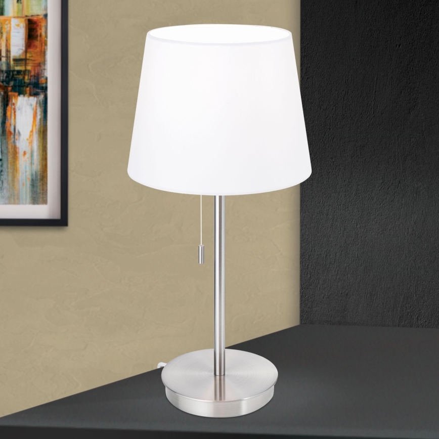 Candeeiro de mesa com porta USB LUDWIG 1xE27/40W/230V 50 cm branco/cromado mate