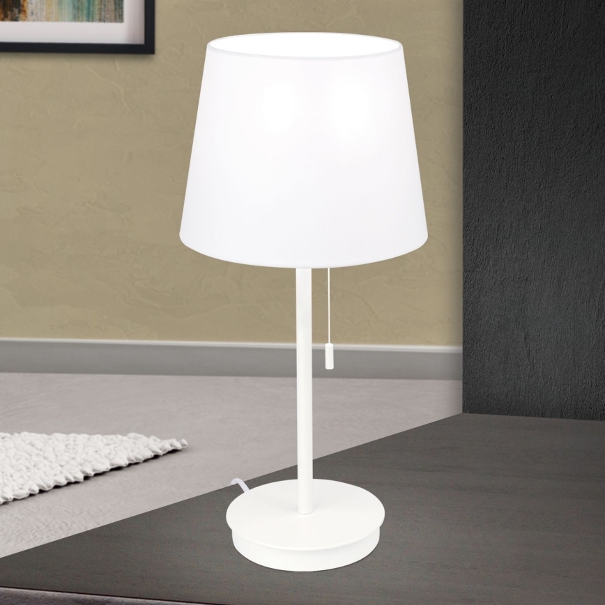 Candeeiro de mesa com porta USB LUDWIG 1xE27/40W/230V 50 cm branco