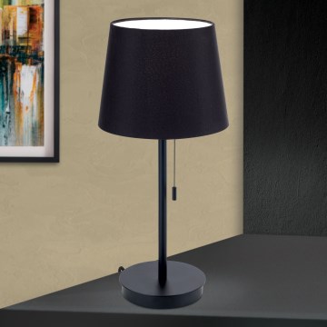 Candeeiro de mesa com porta USB LUDWIG 1xE27/40W/230V 50 cm preto