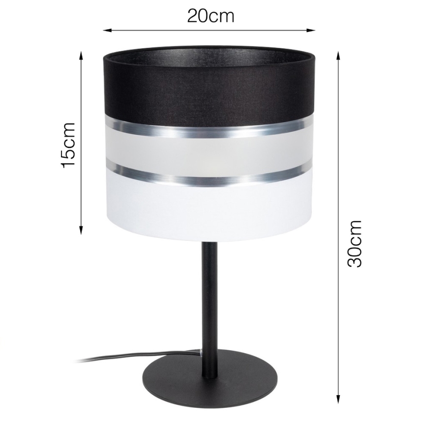 Candeeiro de mesa CORAL 1xE27/60W/230V preto/branco