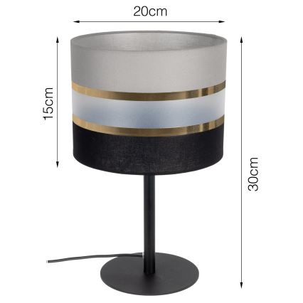 Candeeiro de mesa CORAL 1xE27/60W/230V preto/cinzento