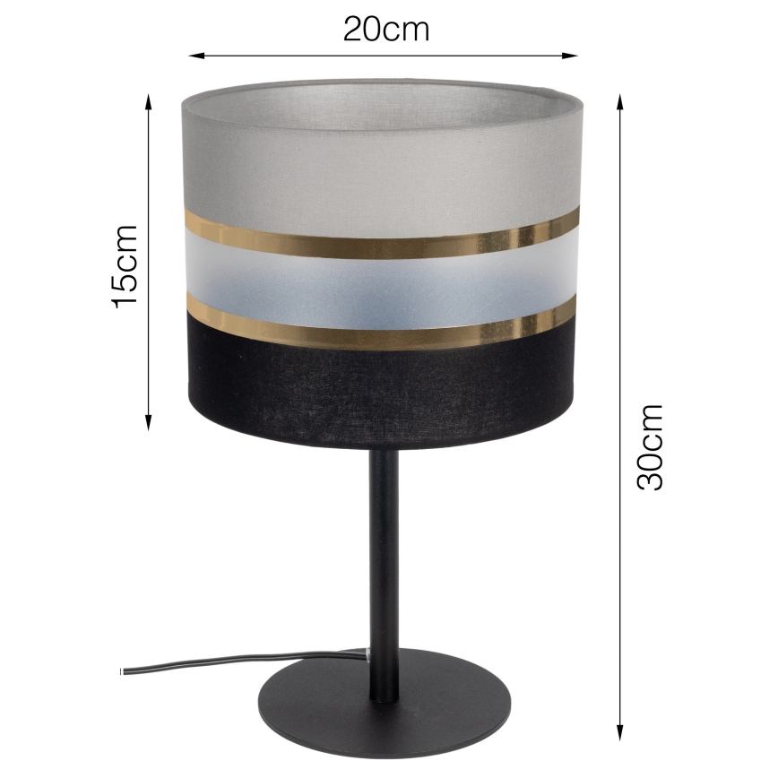 Candeeiro de mesa CORAL 1xE27/60W/230V preto/cinzento