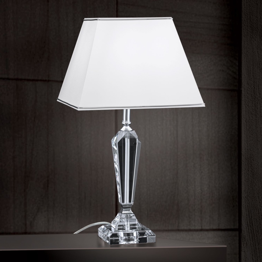 Candeeiro de mesa de cristal VERONIQUE 1xE27/60W/230V branco/transparente